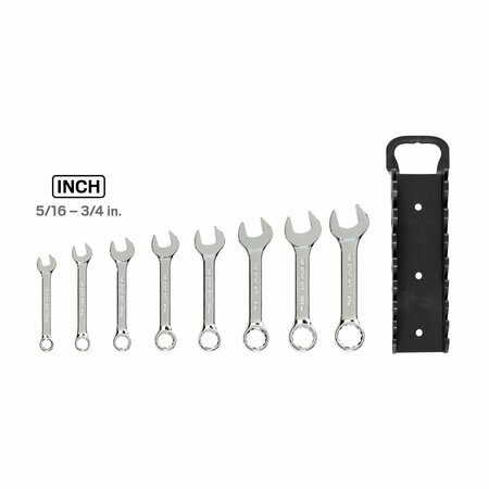 Tekton Stubby Combination Wrench Set, 8-Piece (5/16-3/4 in.) - Holder WRN01066